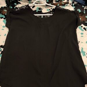 Elegant Black Lace Trim Women's Top